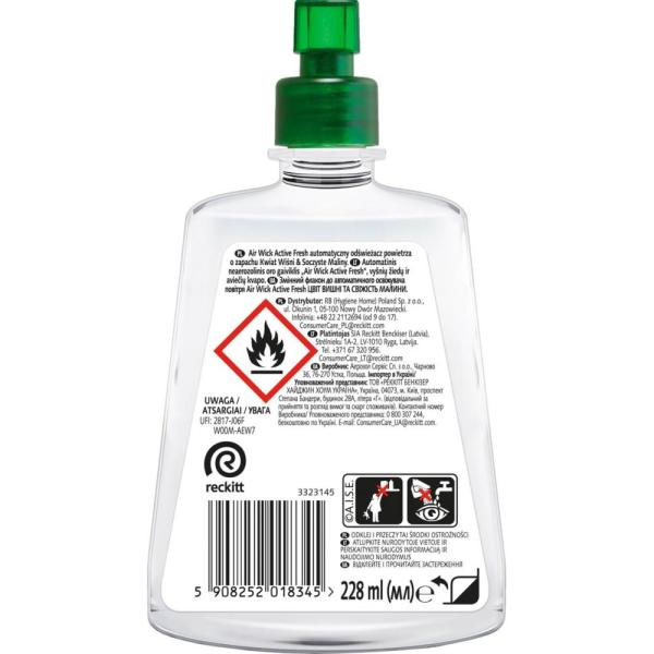 Air Wick Active Fresh automatyczny odświeżacz powietrza 228ml Kwiat Wiśni i Soczyste Maliny zapas 