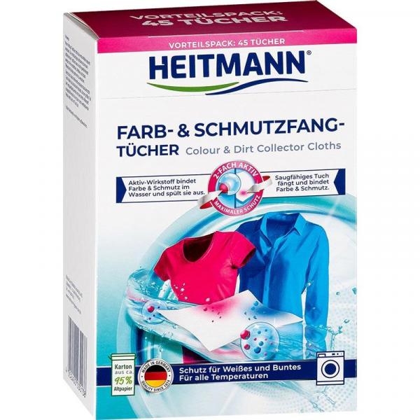 Heitmann chusteczki wyłapujące kolor i brud 45 sztuk
