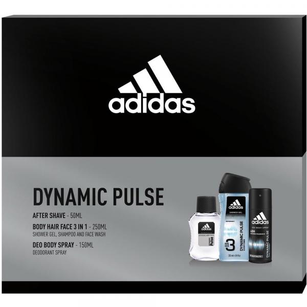 Adidas zestaw MEN Dynamic Pulse woda po goleniu 50ml + dezodorant + żel pod prysznic
