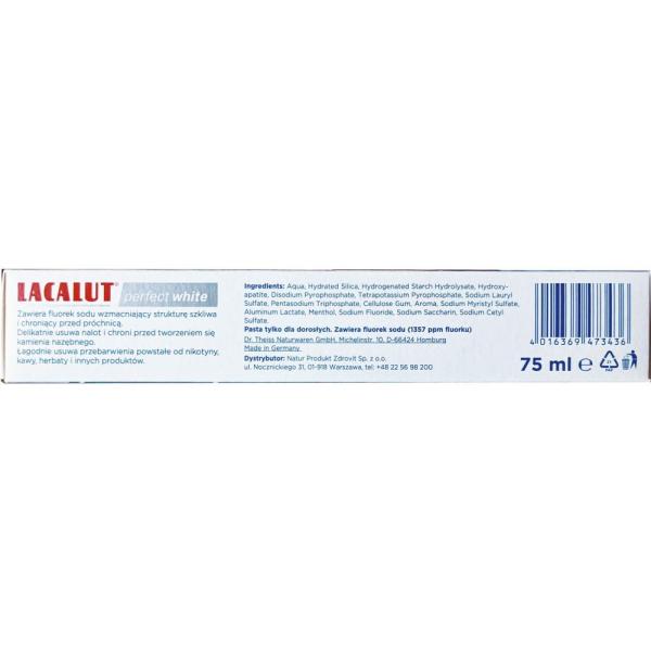 Lacalut Perfect White zestaw (pasta do zębów 75ml + szczoteczka) 