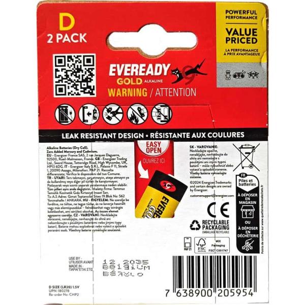 Eveready Gold Alkaline bateria alkaliczna LR20 2szt.