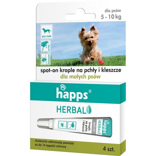 Happs Herbal spot-on krople dla małych psów przeciw pchłom i kleszczom