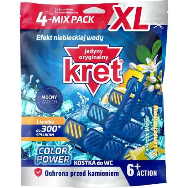 Kret kostka do WC 4x40g 2x Arctic Water + 2x Lemon Harmony (barwiąca) 