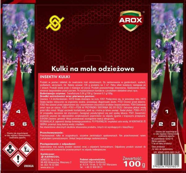 Arox kulki na mole 100g lawendowe