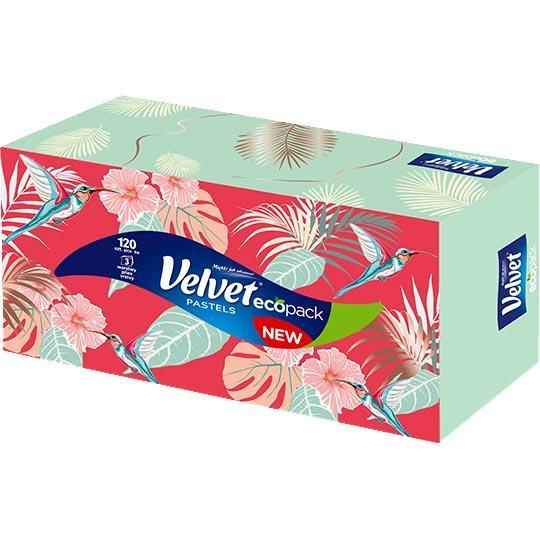 Velvet chusteczki trzywarstwowe Pastels 120 sztuk Kartonik
