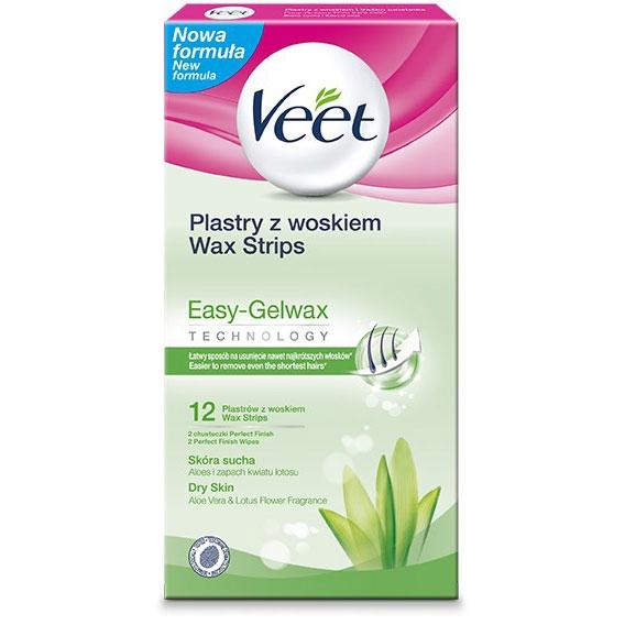 Veet Plastry z woskiem Wax Strips Aloes skóra sucha 12 sztuk