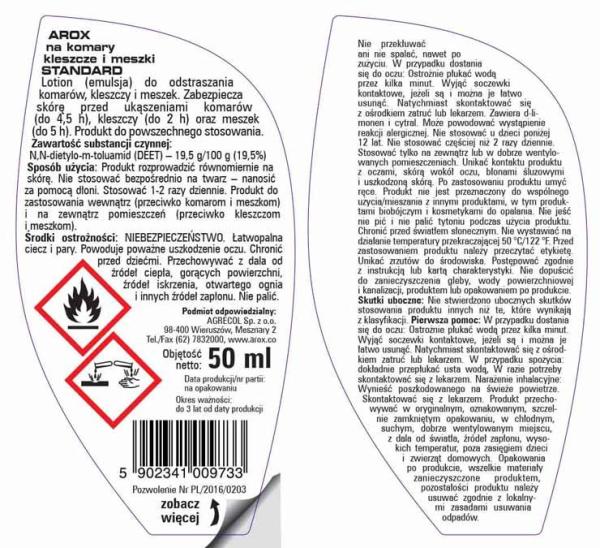 Arox żel na komary i kleszcze STANDARD 50ml