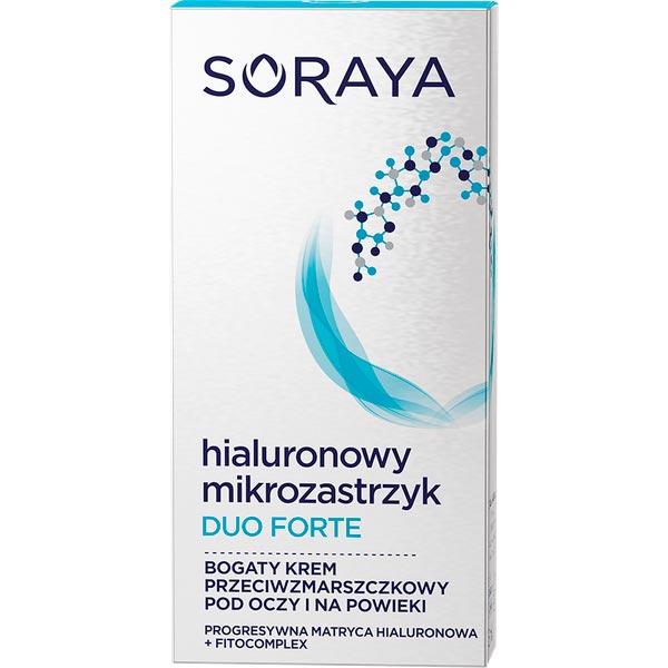 Bogaty krem przeciwzmarszczkowy pod oczy i na powieki Soraya Hialuronowy Mikrozastrzyk DUO FORTE