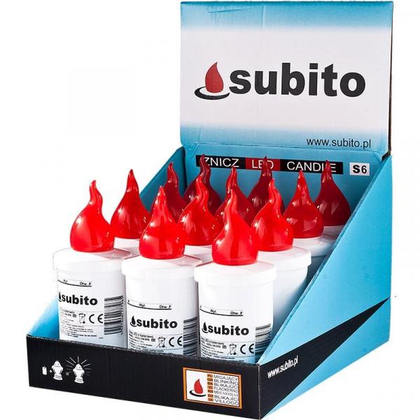 Subito S6 wkład do zniczy LED Czerwony 12 sztuk
