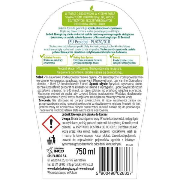 Ludwik pianka do czyszczenia kuchni 750ml Ekologiczna