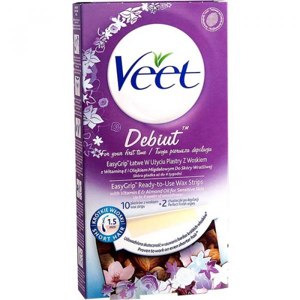 Veet Plastry do depilacji Debiut z Witaminą E i Olejkiem Migdałowym