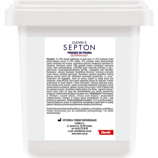 Clovin II Septon piorąco-dezynfekujący 5,175kg wiadro