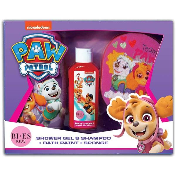 Bi-es Kids zestaw dziecięcy Paw Patrol Girl (żel+gąbka+farbka do kąpieli)