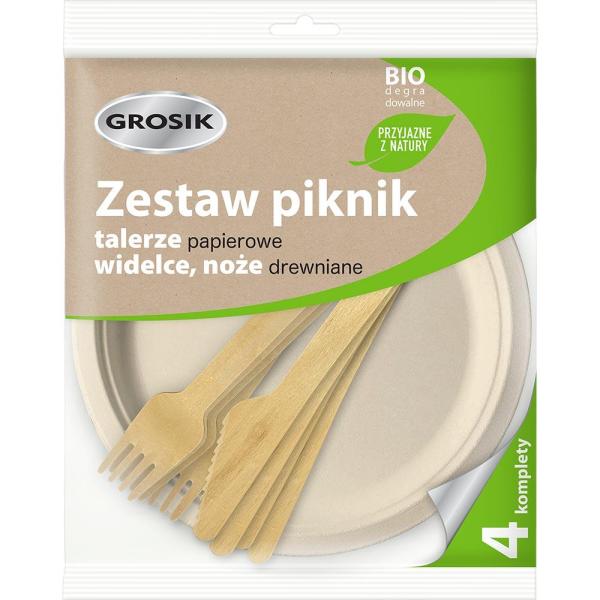 Grosik zestaw jednorazowych talerzy i sztućców