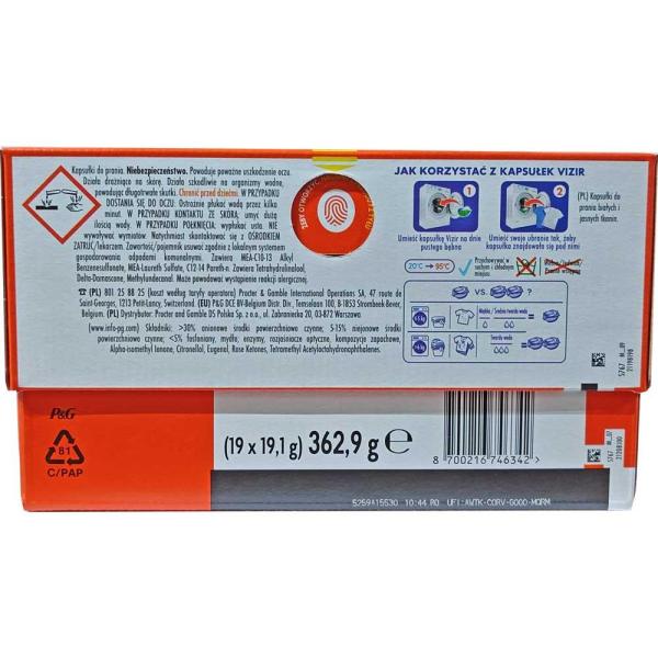 Vizir kapsułki do prania 19szt. Alpine Fresh