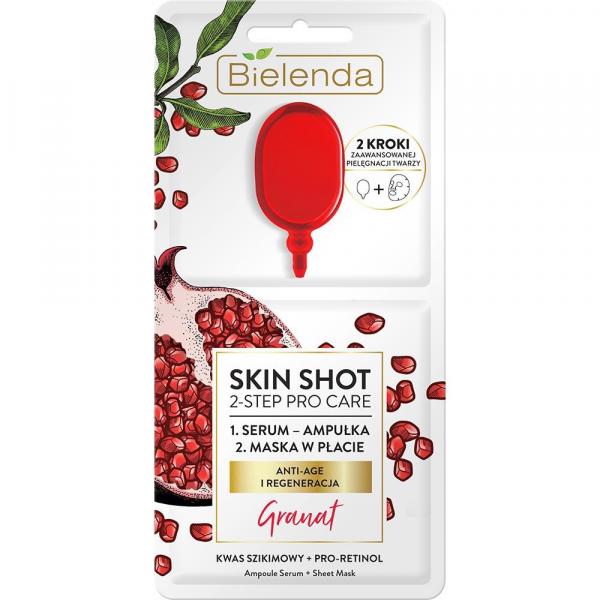 Bielenda Skin Shot maska do twarzy w płacie + ampułka Granat
