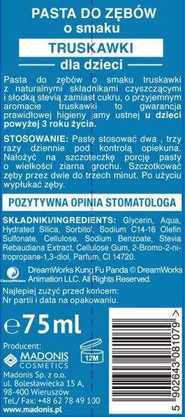 Madonia Kung Fu Panda pasta do zębów 75ml