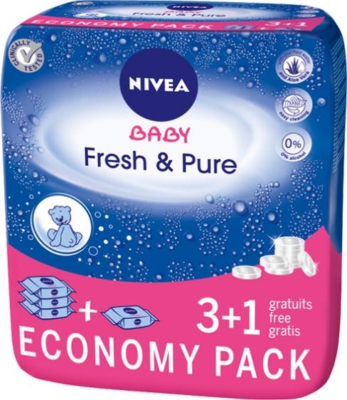 Nivea Baby chusteczki nawilżane Fresh & Pure 3+1 gratis