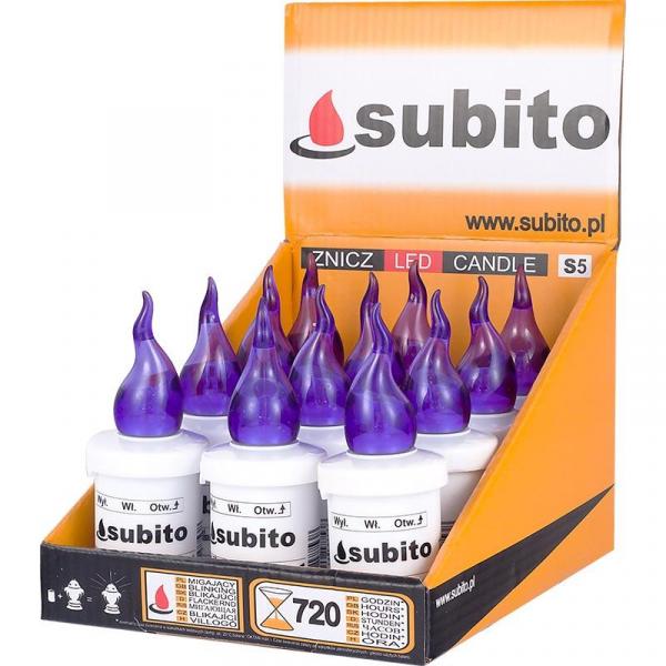 Subito S5 wkład do zniczy LED Fioletowy 12 sztuk
