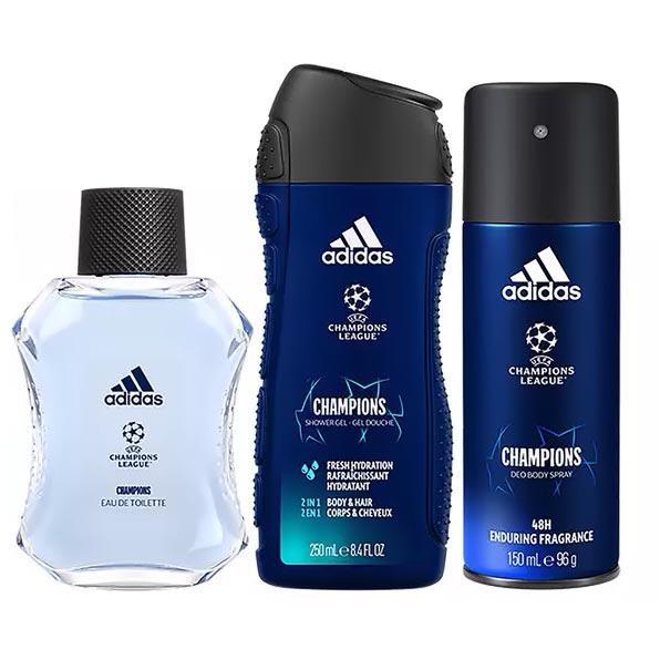 Adidas zestaw MEN Champions woda toaletowa 150ml+żel 250ml + dezodorant 150ml 