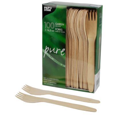 Papstar widelce drewniane 16.5cm 100 sztuk
