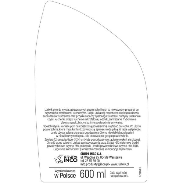 Ludwik płyn do zatłuszczonych powierzchni 600ml Active Foam