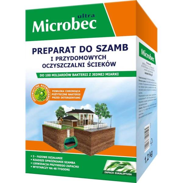 Microbec Ultra środek do szamb i przydomowych oczyszczalni ścieków 1200g Eukaliptus 
