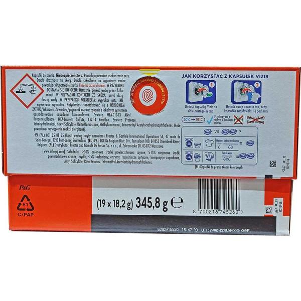 Vizir kapsułki do prania 19 sztuk do kolorów