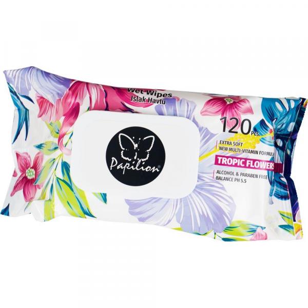 Papilon chusteczki nawilżane Tropic Flowers 120 sztuk
