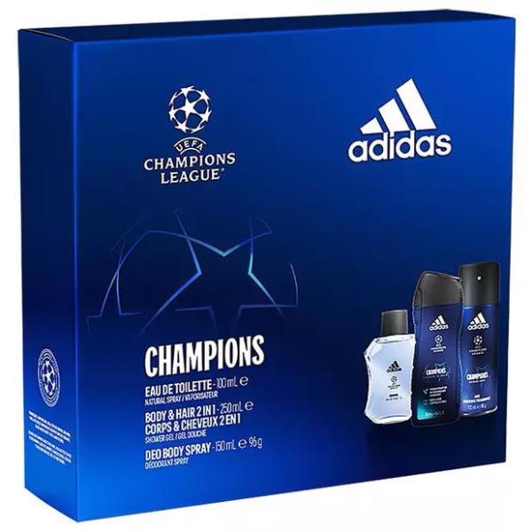 Adidas zestaw MEN Champions woda toaletowa 150ml+żel 250ml + dezodorant 150ml 