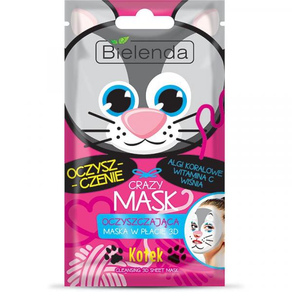 Bielenda Crazy Mask Maska oczyszczająca w płacie Kotek