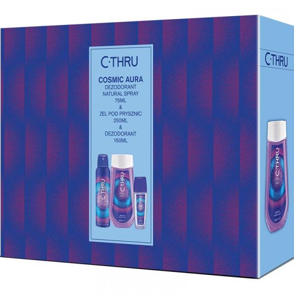 C-THRU zestaw Cosmic Aura dezodorant perfumowany 75ml + dezodorant 150ml + żel pod prysznic 250ml