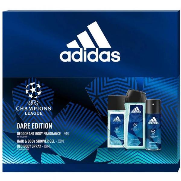 Adidas Zestaw MEN UEFA Dare edition dezodorant + dezodorant perfumowany + żel pod prysznic