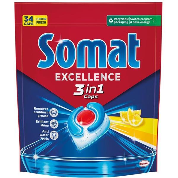 Somat kapsułki do zmywarek Excellence 3in1 34 sztuki Lemon