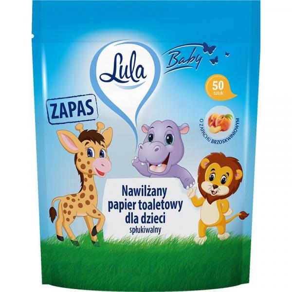 Lula nawilżany papier toaletowy dla dzieci 50 sztuk zapas
