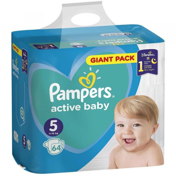 Pampers Active Baby pieluszki 5 Junior (11-16kg) 64szt
