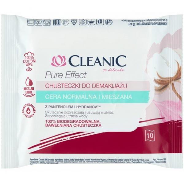 Cleanic chusteczki do demakijażu Pure Effect 10szt. cera normalna i mieszana