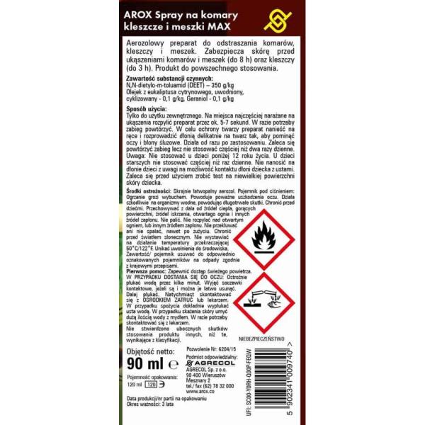 Arox DEET MAX spray na meszki 90ml