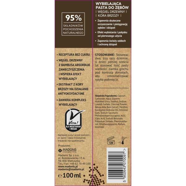 Dentino pasta do zębów 100ml wybielająca Węgiel Drzewny – Kora Brzozy