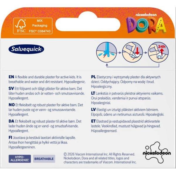 Salvequick Kids Dora plastry opatrunkowe dla dzieci 20 sztuk