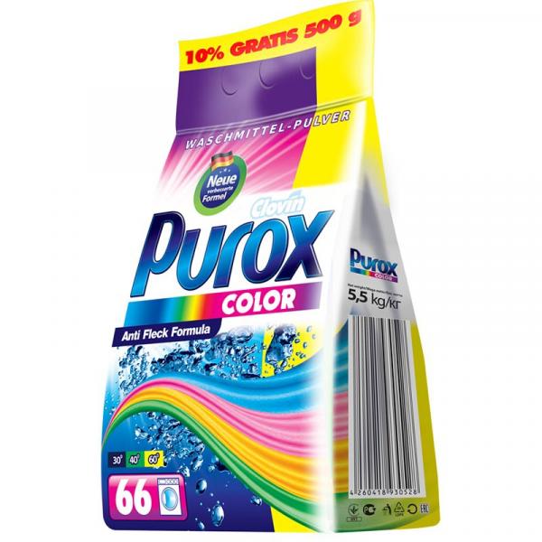 Purox proszek do prania kolorowych tkanin 5,5kg folia