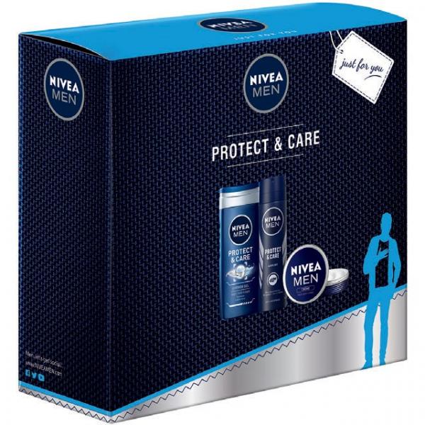 Nivea MEN zestaw Protect & Care krem + dezodorant + żel pod prysznic