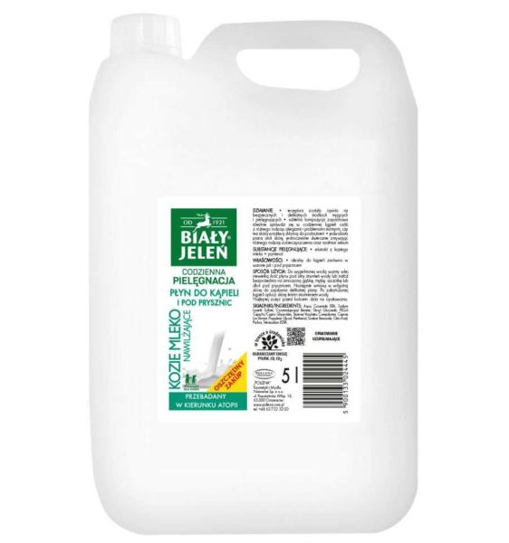 Biały Jeleń płyn do kąpieli i pod prysznic 5L Kozie Mleko