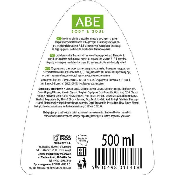 ABE mydło w płynie 500ml mango