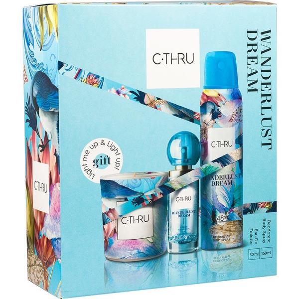 C-THRU zestaw Wanderlust Dream woda toaletowa 30ml + dezodorant 150ml + świeca