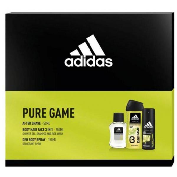 Adidas zestaw MEN Pure Game woda po goleniu 50ml + dezodorant 150ml + żel pod prysznic 250ml