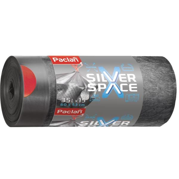 Paclan Silver Space worki na śmieci z taśmą 35L/15szt.
