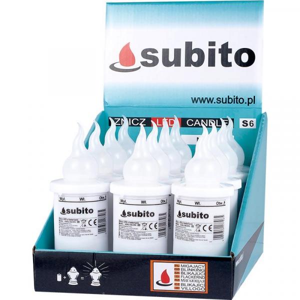 Subito S6 wkład do zniczy LED Biały Mleczny 12 sztuk
