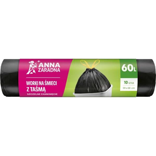 Anna Zaradna worki z taśmą czarne 60L/10