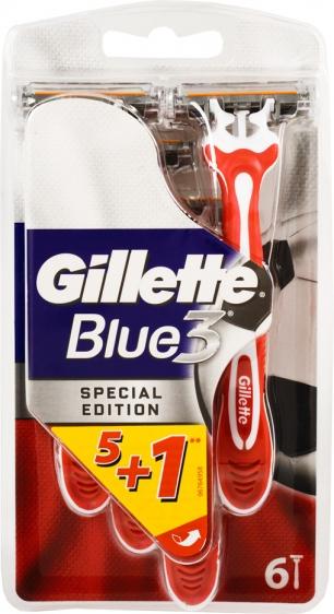 Gillette Blue3 biało-czerwone 3-ostrzowe golarki 5+1 szt. gratis